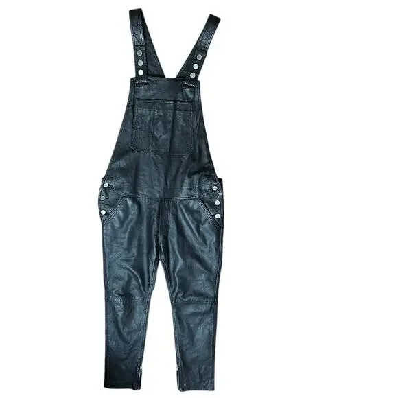 Zadig & Voltaire Sydney Deluxe 100% Leather Jumpsuit in Black Size 36